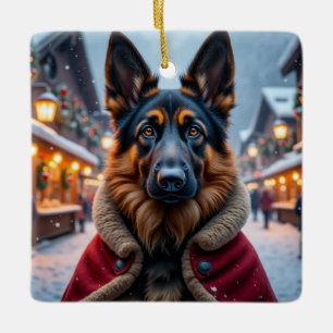 Kerstkunst voor Duitse herder Keramisch Ornament
