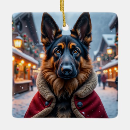 Kerstkunst voor Duitse herder Keramisch Ornament (Voorkant)