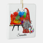 Kerstkunstenaar Gnome Gepersonaliseerd Keramisch Ornament (Rechts)