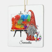 Kerstkunstenaar Gnome Gepersonaliseerd Keramisch Ornament (Links)