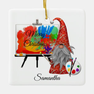 Kerstkunstenaar Gnome Gepersonaliseerd Keramisch Ornament