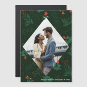Kerstkus Mistletoe Paar Foto Magneet Kaart (Voorkant / Achterkant)