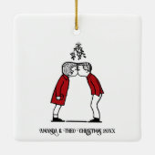 Kerstkus onder de maretak keramisch ornament (Achterkant)