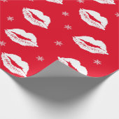 kerstkus Red White Lips Patroon Cadeaupapier (Hoek)