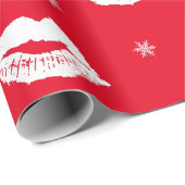 kerstkus Red White Lips Patroon Cadeaupapier (Rol Hoek)