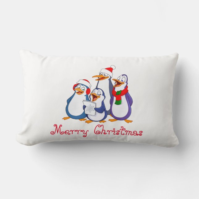 Kerstkussen-Blij Pinguïns Kussen (Voorkant)