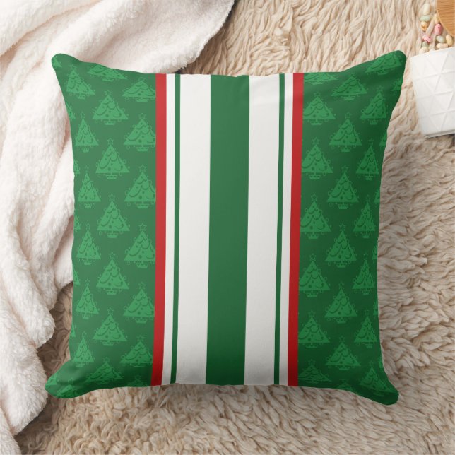 Kerstkussen, groen wit rood met bomen kussen (Deken)