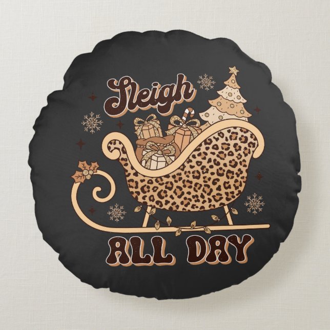 Kerstkussen in cheetah-stijl rond kussen (Voorkant)