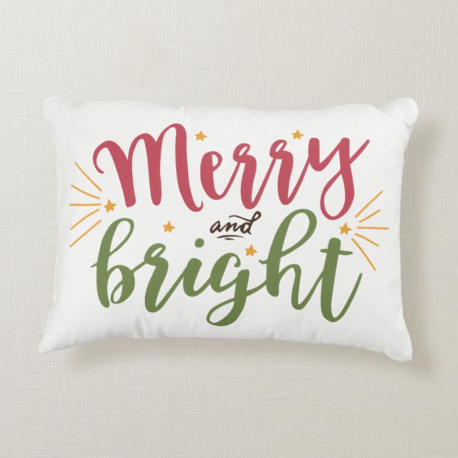 Kerstkussen met glinsterende 'Merry & Bright' acce Accent Kussen (Achterkant)