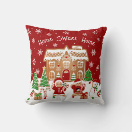 Kerstkussen met huisje van peperkoek kussen
