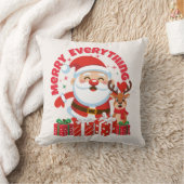 Kerstkussen met Kerstman en rendieren Kussen (Deken)