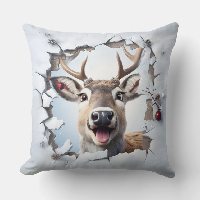 Kerstkussen met Mooie Rendieren Kussen (Voorkant)