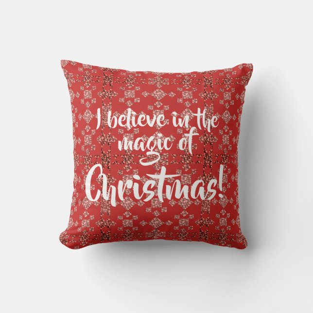 Kerstkussen met rode tinten kussen (Voorkant)