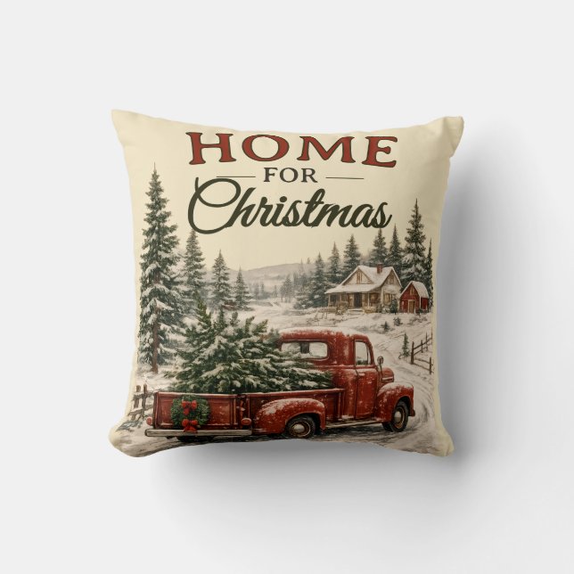 Kerstkussen met rode vrachtwagen voor thuis kussen (Voorkant)