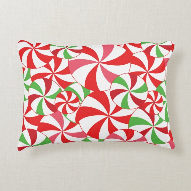 Kerstkussen met suikerstokprint accent kussen (Voorkant)