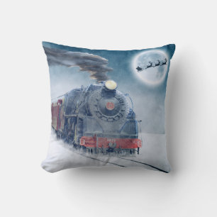 Kerstkussen met Trein Thema Decoratie Kussen