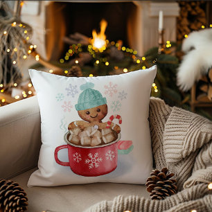 Kerstkussen met warme chocolademelk en gemberkoek kussen
