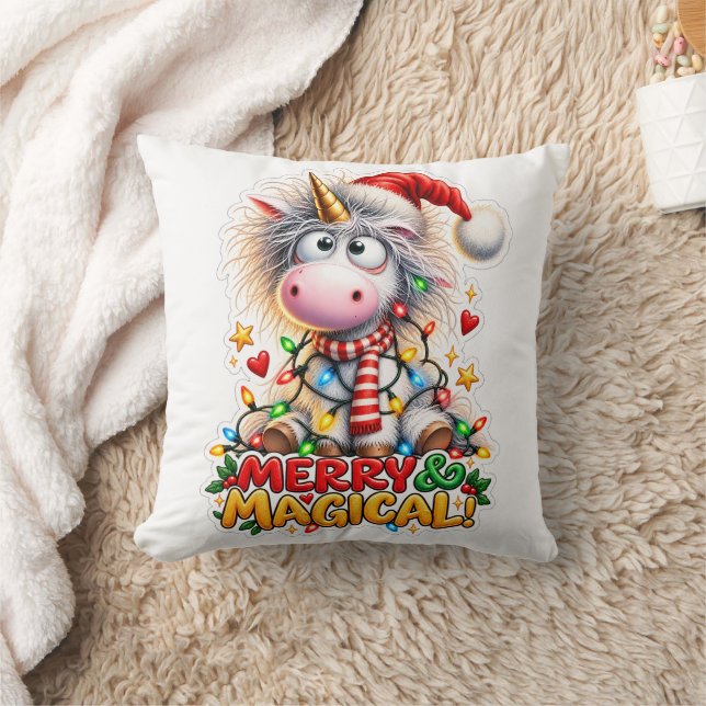 🦄🎄 Kerstkussen 'Prettig & Magisch' ✨🛋️ Kussen (Deken)