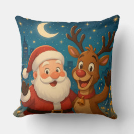 Kerstkussens - Kerstman & Rendier - Huisdecoratie Kussen
