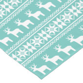 Kerstkust Blauwgroen Snowflake Reindeer Patroon Korte Tafelloper (Hoek)