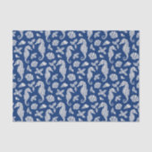 Kerstkust Zeepaardglitter Navy Blue Tissuepapier (Voorkant)