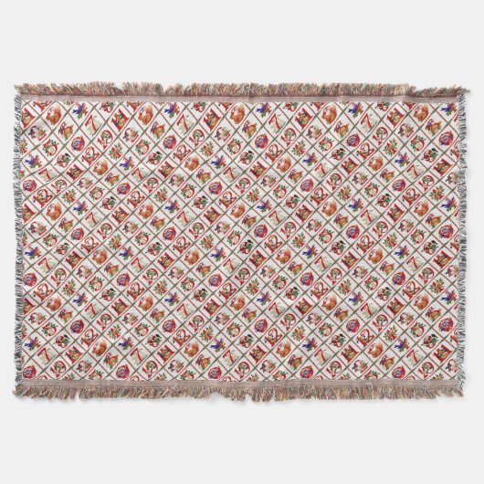 Kerstkwart quiltprint 12 dagen van Kerstmis Deken (Voorkant)