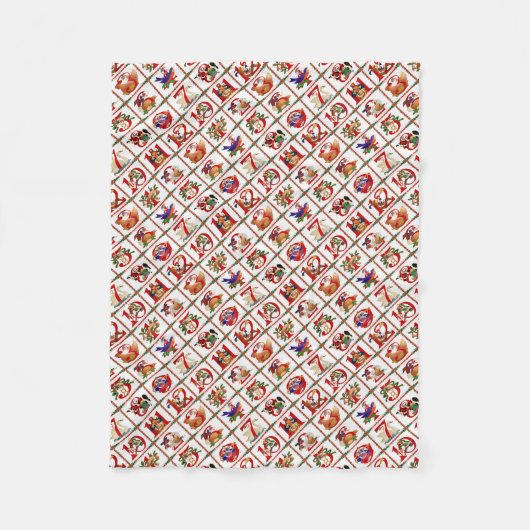 Kerstkwart quiltprint 12 dagen van Kerstmis Fleece Deken (Voorkant)