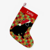 Kerstkwart zwarte labrador Puppy Kleine Kerstsok (Voorkant (Hangend))