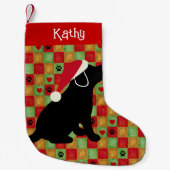 Kerstkwart zwarte labrador Puppy Kleine Kerstsok (Voorkant)