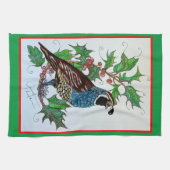 Kerstkwartel Holly Theedoek (Horizontaal)