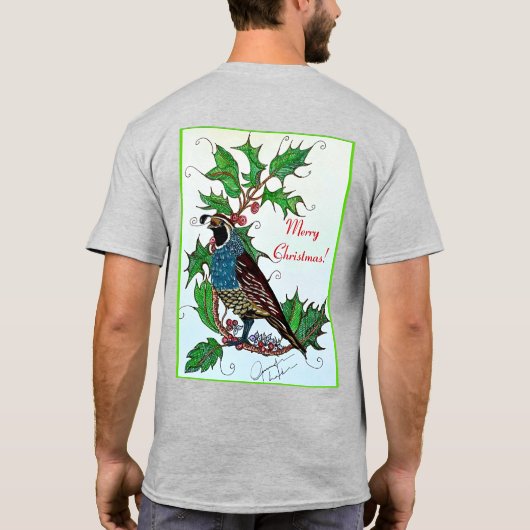 Kerstkwartel T-shirt (Achterkant)