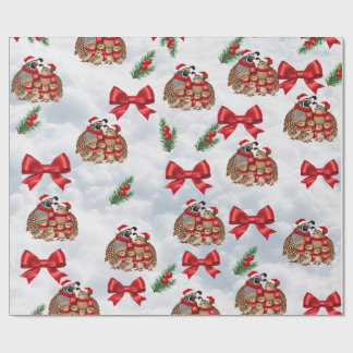 Kerstkwartelfamilie Inpakpapier