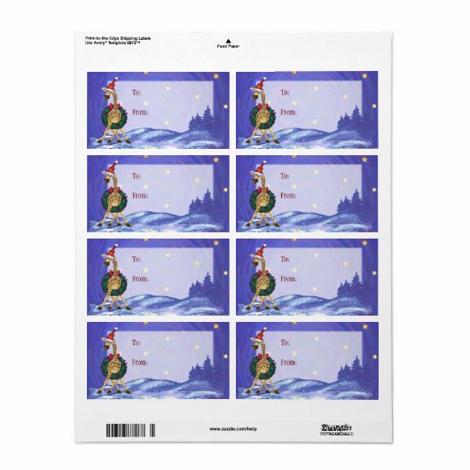 kerstlabel Giraffe Etiket (Full Sheet)