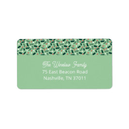 Kerstlabel 'Merry Holly Days' (groen) Etiket