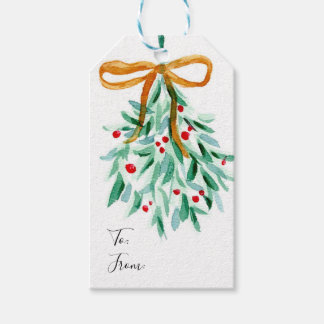 Kerstlabel met maretak cadeaulabel