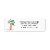 Kerstlabel met palmboom retouradres etiket (Voorkant)