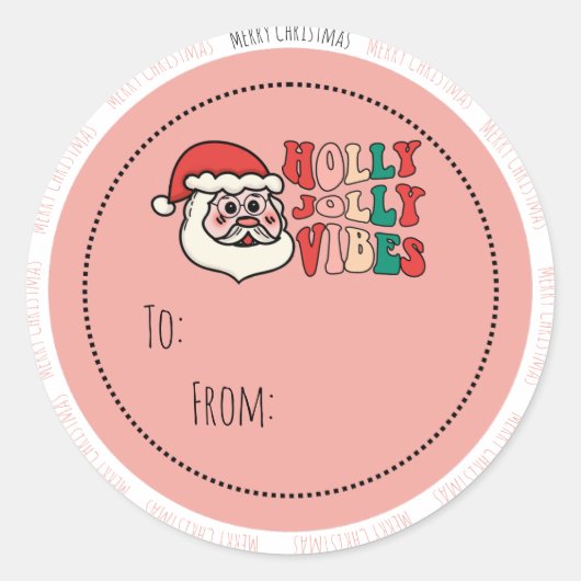 Kerstlabel met vrolijke feeststemming ronde sticker (Voorkant)