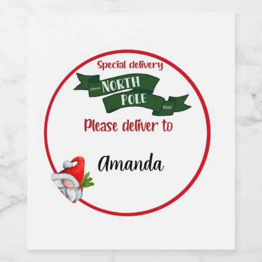 kerstlabel Noordpool Wijn Etiket (Enkel label)