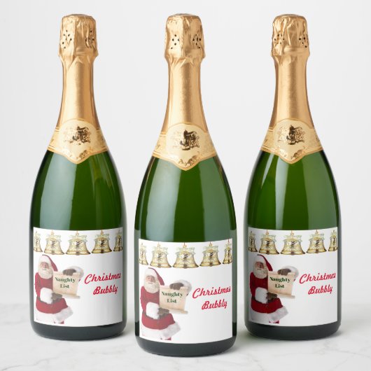 kerstlabel op de kerstcadeaulijst van Santa's Sparkling Wijnetiket (Flessen)