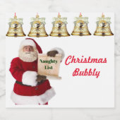 kerstlabel op de kerstcadeaulijst van Santa's Sparkling Wijnetiket (Enkel label)
