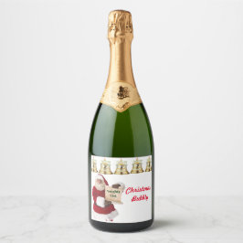 kerstlabel op de kerstcadeaulijst van Santa's Sparkling Wijnetiket