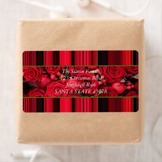 Kerstlabel rode rozen etiket (Insitu)