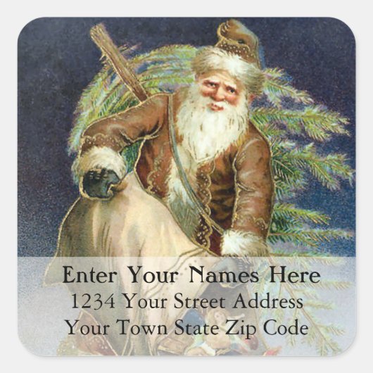 kerstlabel voor de kerstman met speelgoed vierkante sticker (Voorkant)