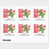 Kerstlabel voor dinosauriërs vierkante sticker (Vel)