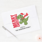 Kerstlabel voor dinosauriërs vierkante sticker (Envelop)