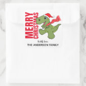 Kerstlabel voor dinosauriërs vierkante sticker (Tas)