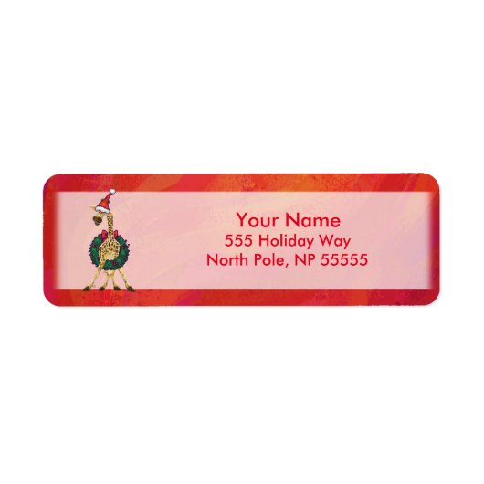 kerstlabel voor feestelijke Giraffe Etiket (Voorkant)