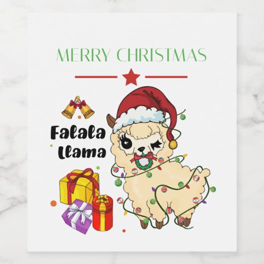 kerstlabel voor llama-wijn wijn etiket (Enkel label)
