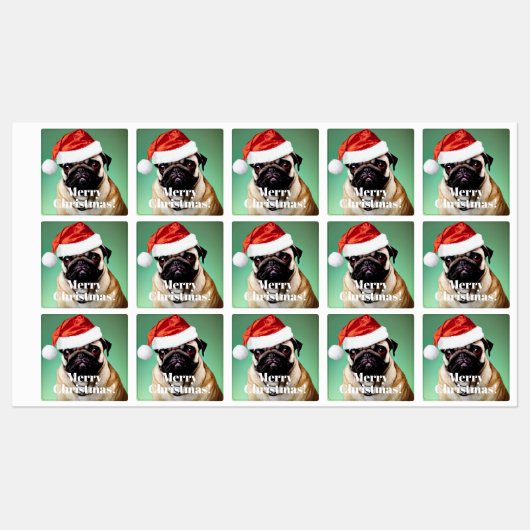 kerstlabel voor Pug Dog Labels (Vel)