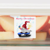 kerstlabels Skater Gnome met cadeaus Labels (Aangebracht)